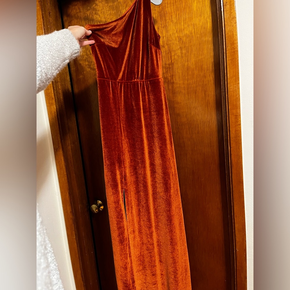 Baltic Born Tatiana Velvet One Shoulder Maxi Dress - Rust